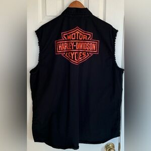 Harley-Davidson Men's Ashes Button Blowout Sleeveless Shirt Black 96566-24VM XL